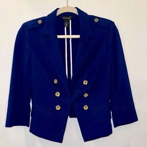 EUC WHBM White House Black Market Nautical Navy Blue Captain Blazer 4
